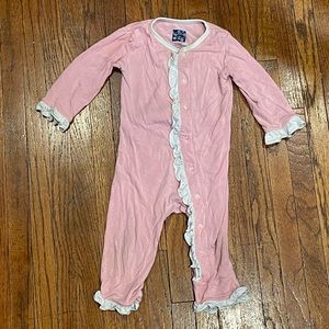 Kickee Pants Pink and White Ruffled Bodysuit